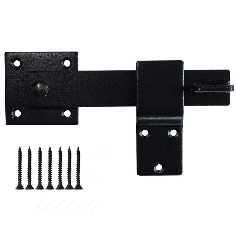 SANKINS 5.5" Fence Gate Latch Barn Door Flip Hardware Farm Lock Heavy Duty Wrought Iron, Matte Black - Image 3